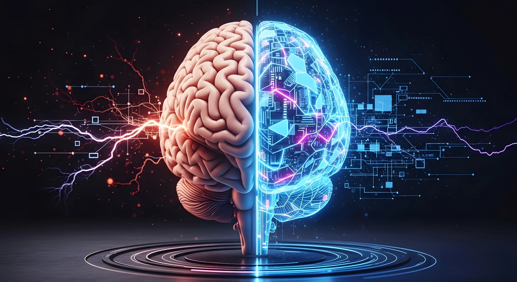 Close-up illustration of the human brain